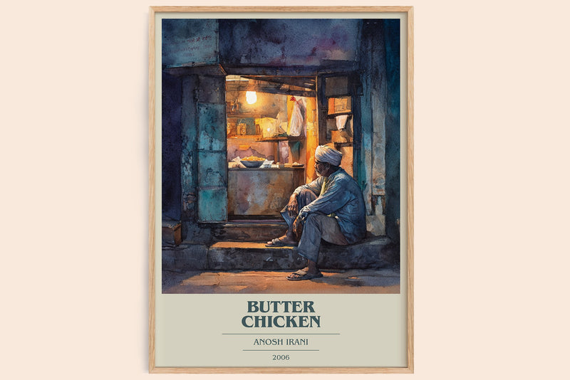 Butter Chicken Book Cover Poster by Anosh Irani (Modern Minimalist style)