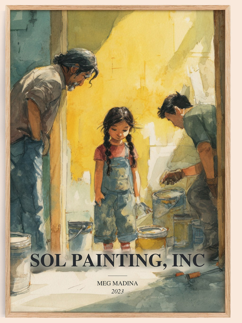 Sol Painting, Inc watercolour book poster by Meg Madina – framed literary art print