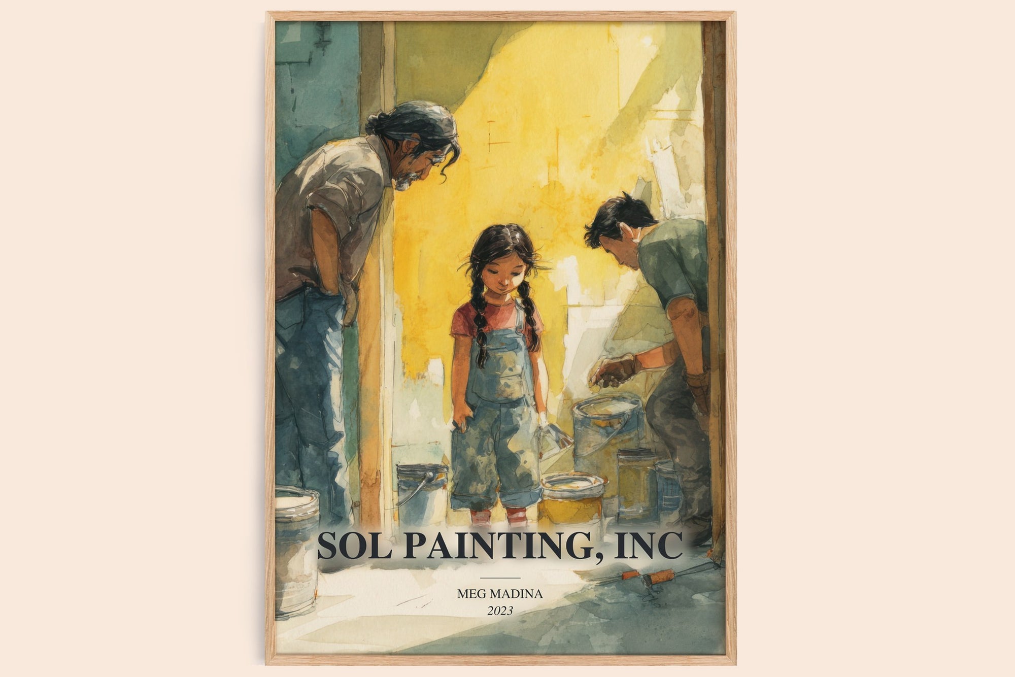 Sol Painting, Inc watercolour book poster by Meg Madina – framed literary art print