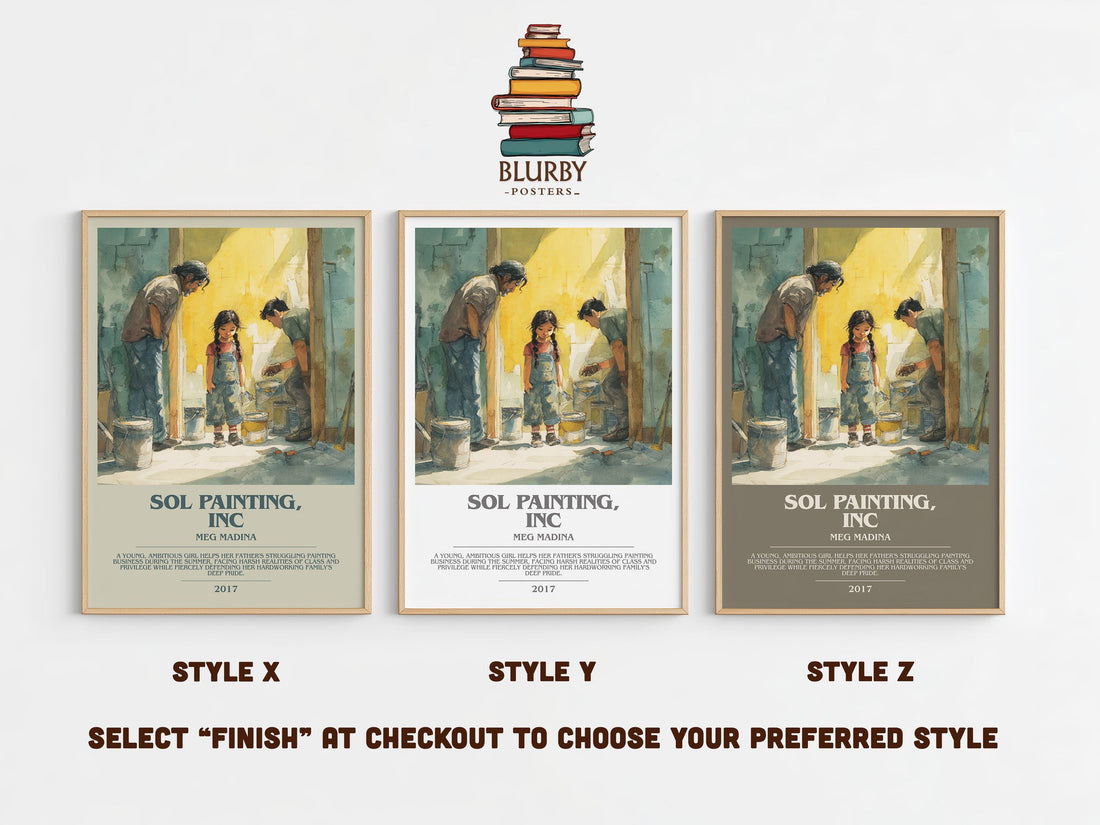 Sol Painting, Inc bookish print in frame leaning in hallway – non fiction wall art (mockup)