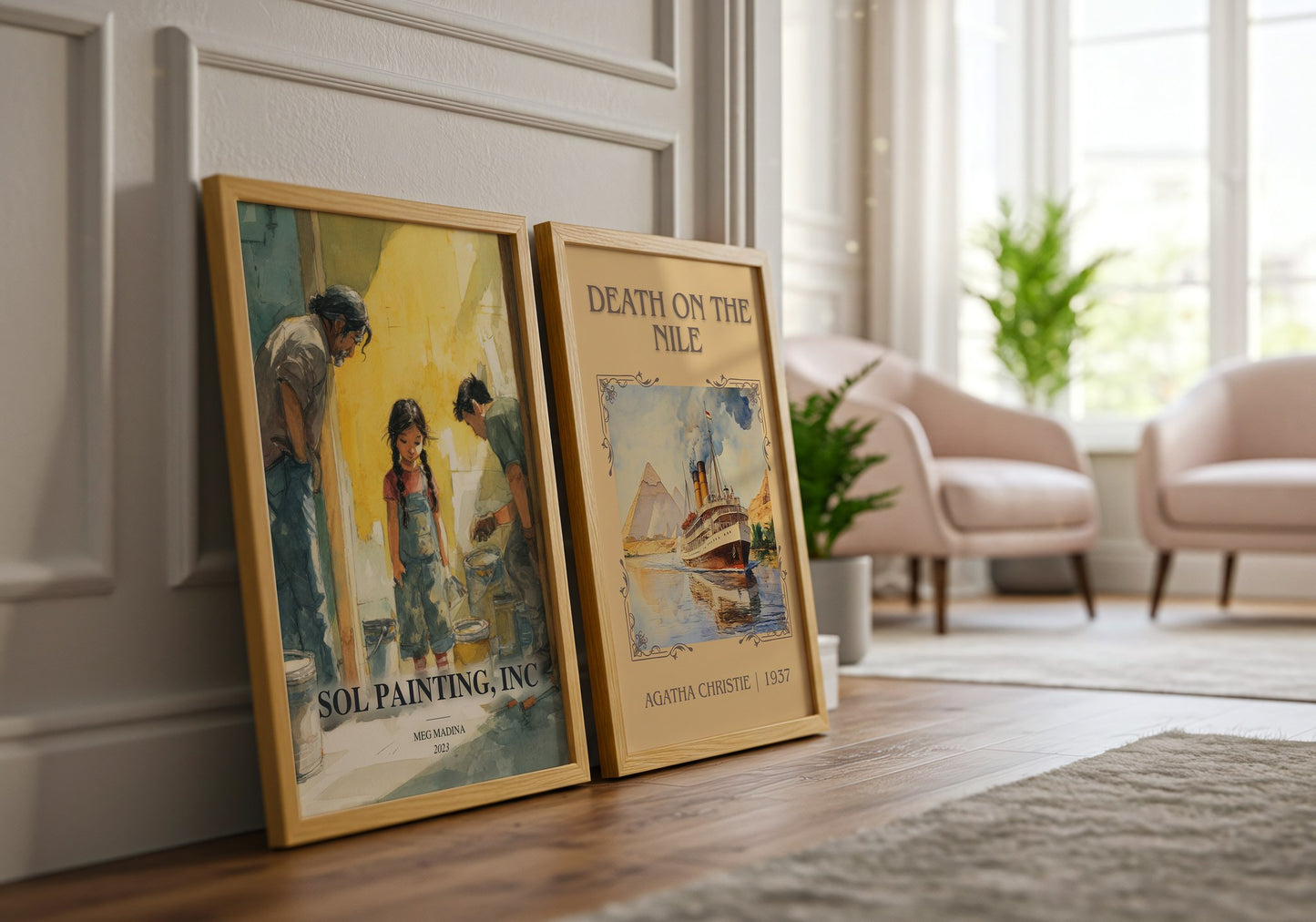Sol Painting, Inc watercolour print framed by window – literary home decor