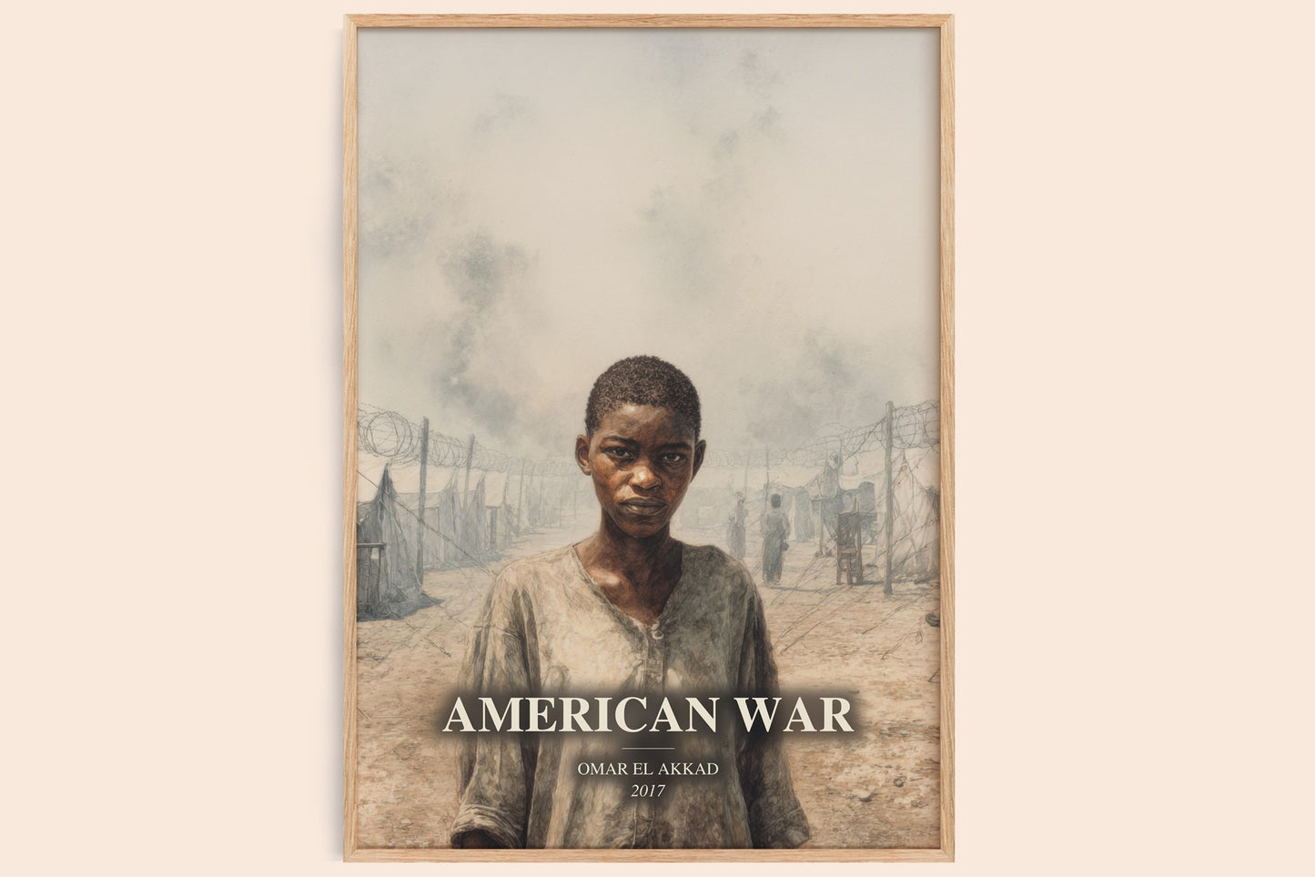 American War watercolour book poster by Omar El Akkad – framed literary art print