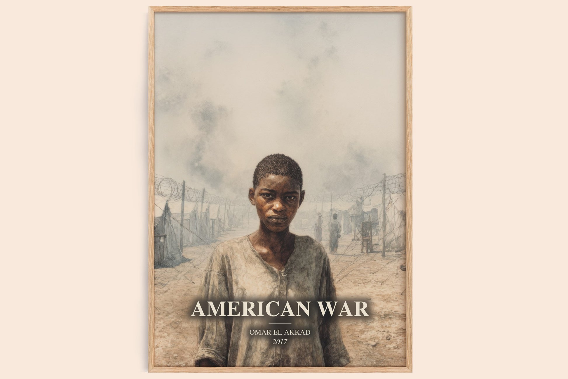 American War watercolour book poster by Omar El Akkad – framed literary art print