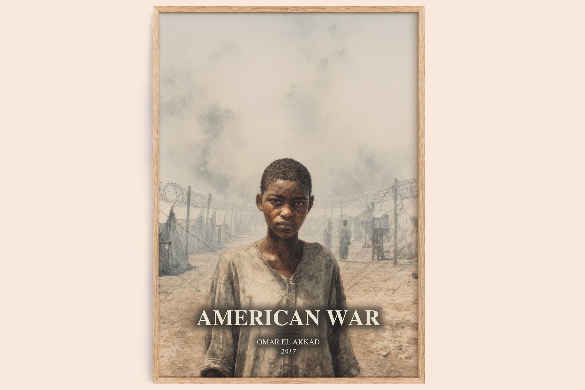 American War watercolour book poster by Omar El Akkad – framed literary art print