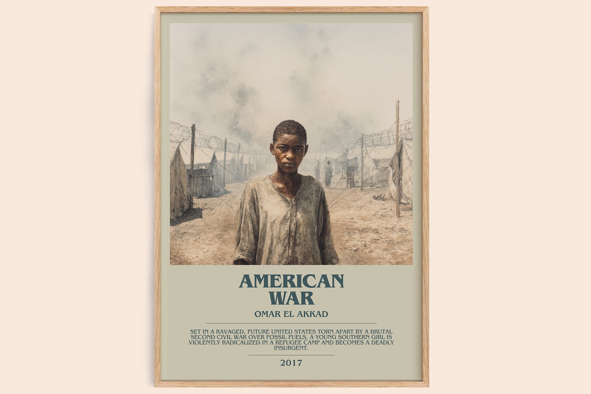 American War bookish book poster by Omar El Akkad – framed literary art print
