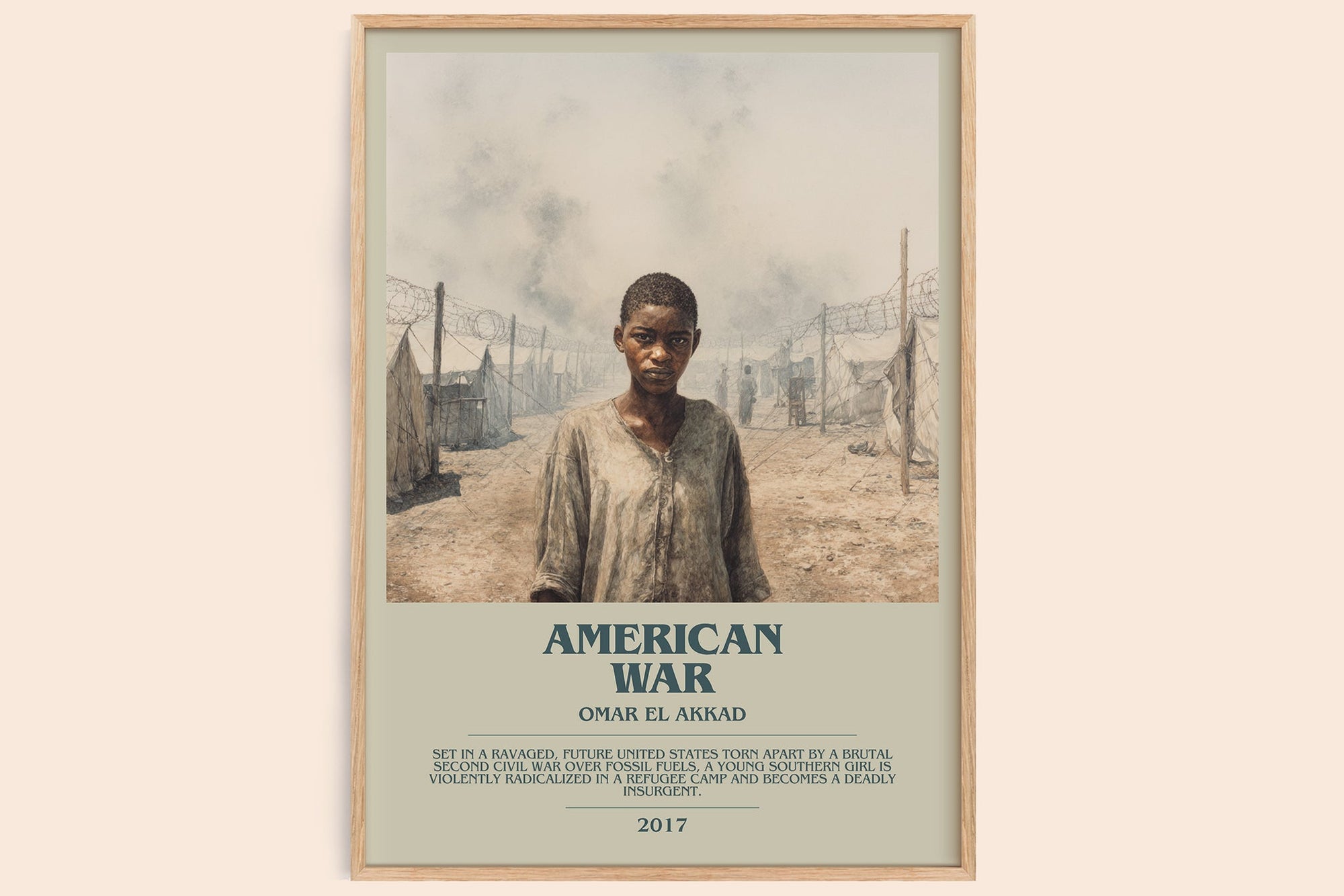 American War bookish book poster by Omar El Akkad – framed literary art print