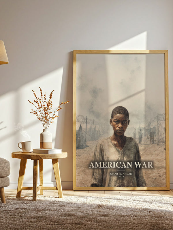American War watercolour print in frame leaning in hallway – dystopian wall art