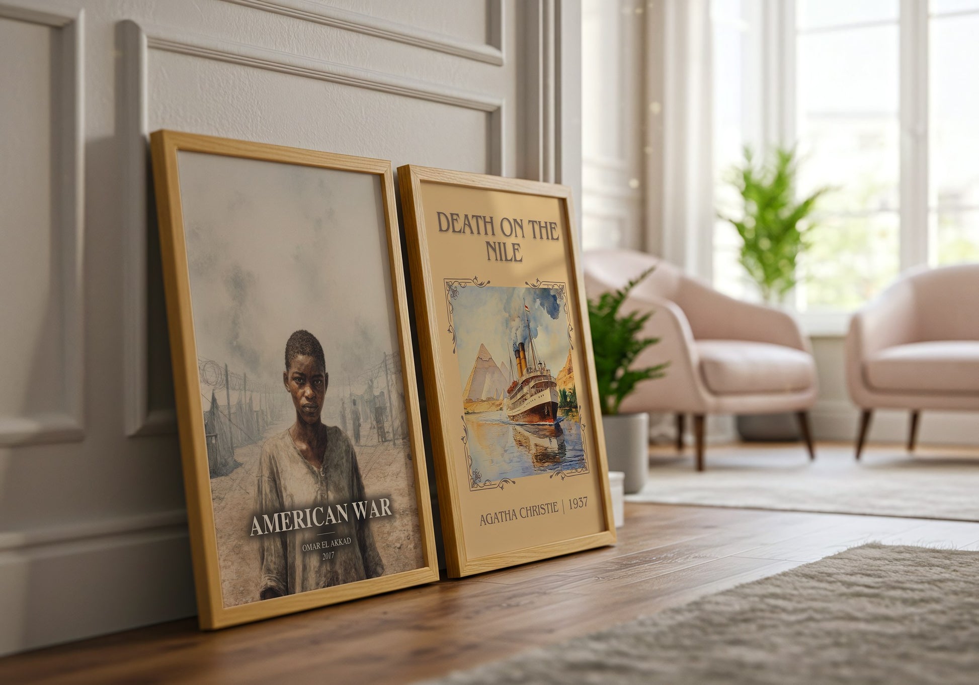 American War watercolour print framed by window – literary home decor