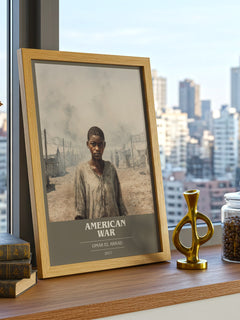 American War Book Cover Poster by Omar El Akkad – framed print on a city-view windowsill