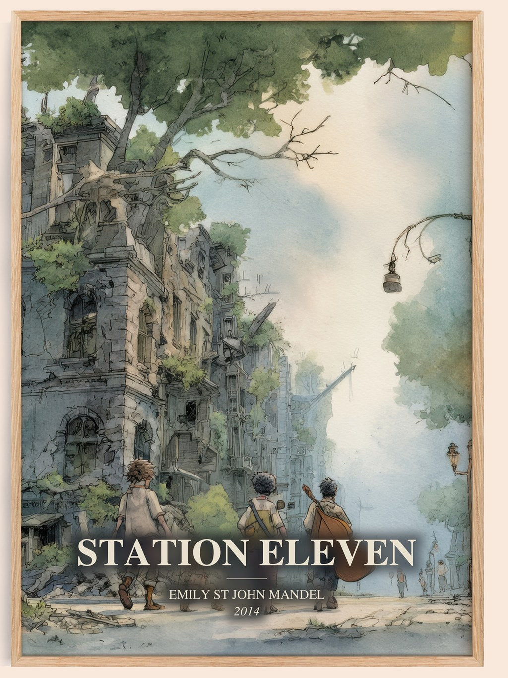 Station Eleven watercolour book poster by Emily St John Mandel – framed literary art print