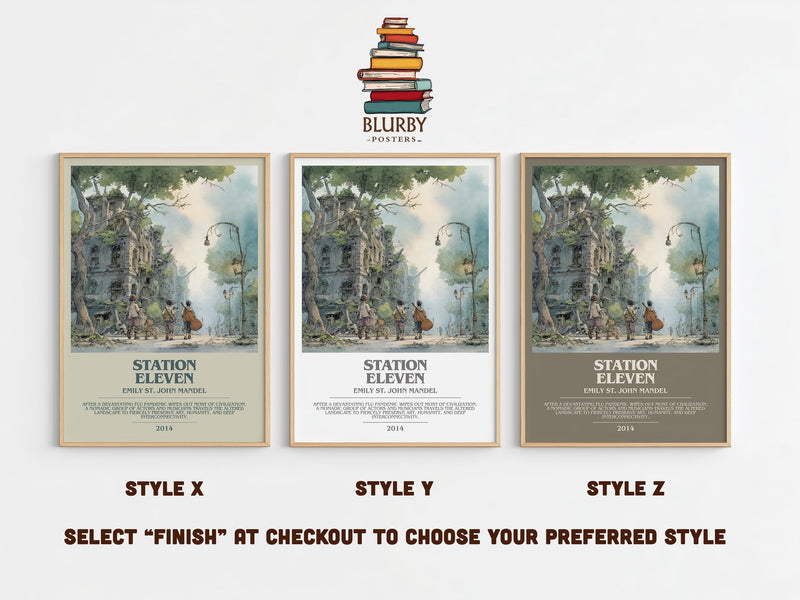 Station Eleven bookish print in frame leaning in hallway – literary fiction wall art