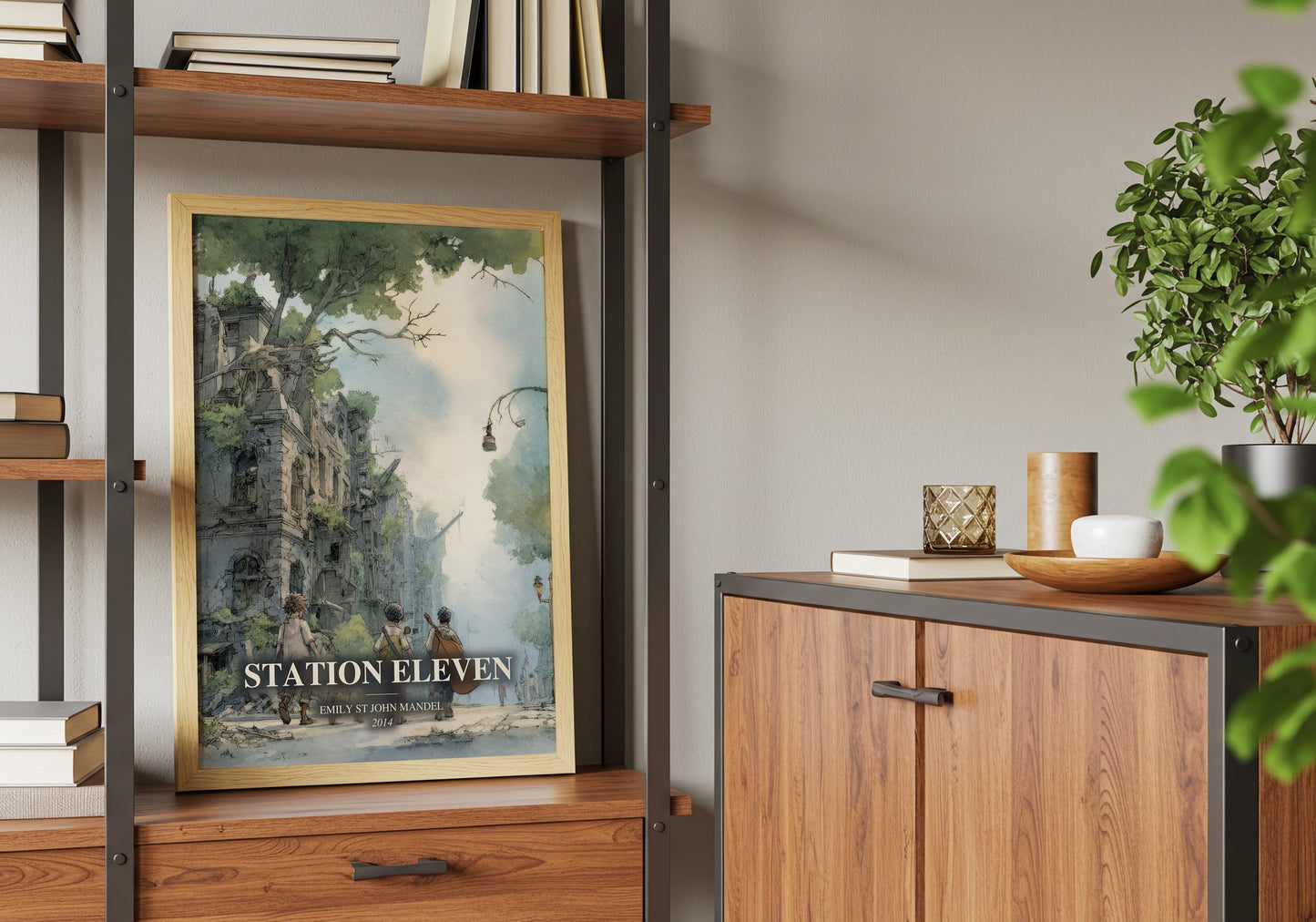 Station Eleven book watercolour illustration paper finish options – matte satin gloss