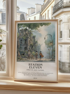 Station Eleven Bookish Wall Art by Emily St John Mandel – framed print by a bright window