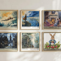 Station Eleven Literary Art Print by Emily St John Mandel – square print in a six-frame gallery wall