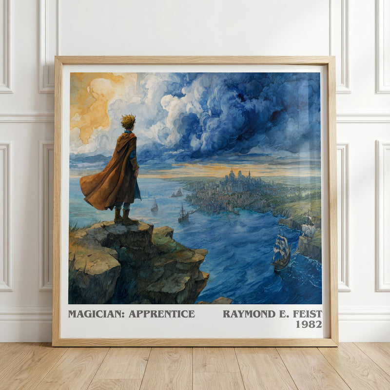 Magician: Apprentice literary print in frame leaning in hallway – fantasy wall art