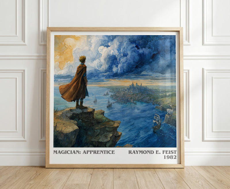 Magician: Apprentice literary print in frame leaning in hallway – fantasy wall art