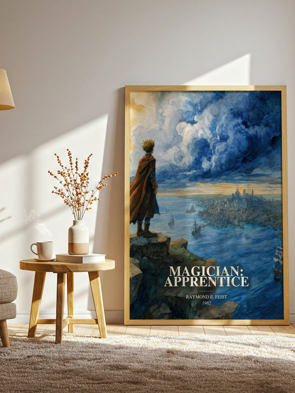 Magician: Apprentice watercolour print in frame leaning in hallway – fantasy wall art