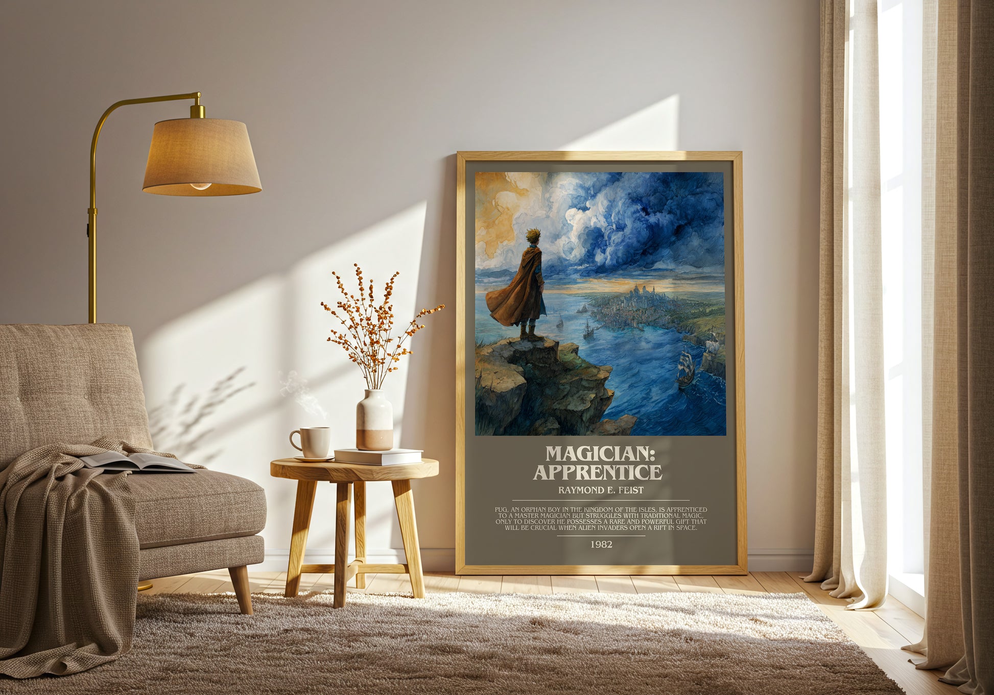 Magician: Apprentice bookish print framed by window – literary home decor