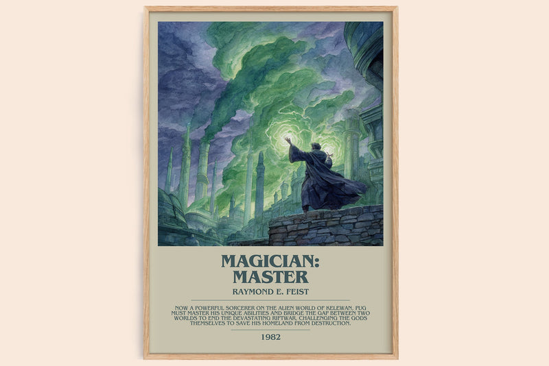 Magician: Master bookish book poster by Raymond E. Feist – framed literary art print