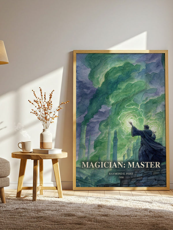 Magician: Master watercolour print in frame leaning in hallway – fantasy wall art