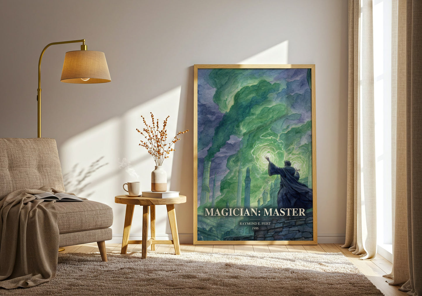 Magician: Master watercolour print in frame leaning in hallway – fantasy wall art