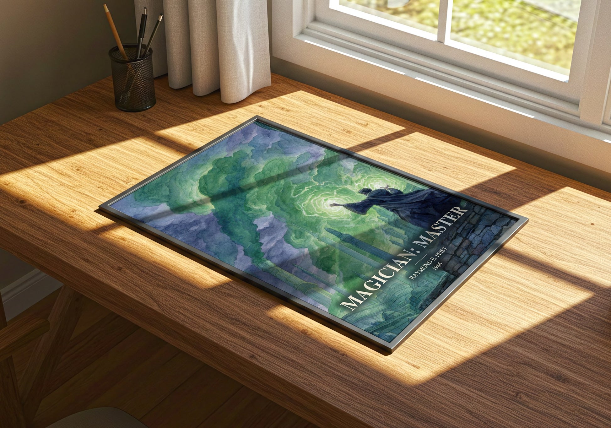Magician: Master watercolour book poster framed on wall – fantasy wall art