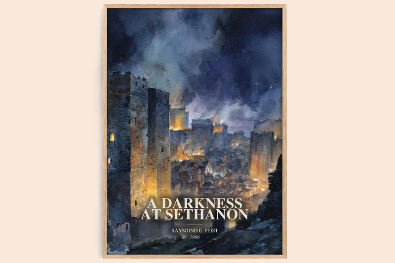 A Darkness At Sethanon watercolour book poster by Raymond E. Feist – framed literary art print