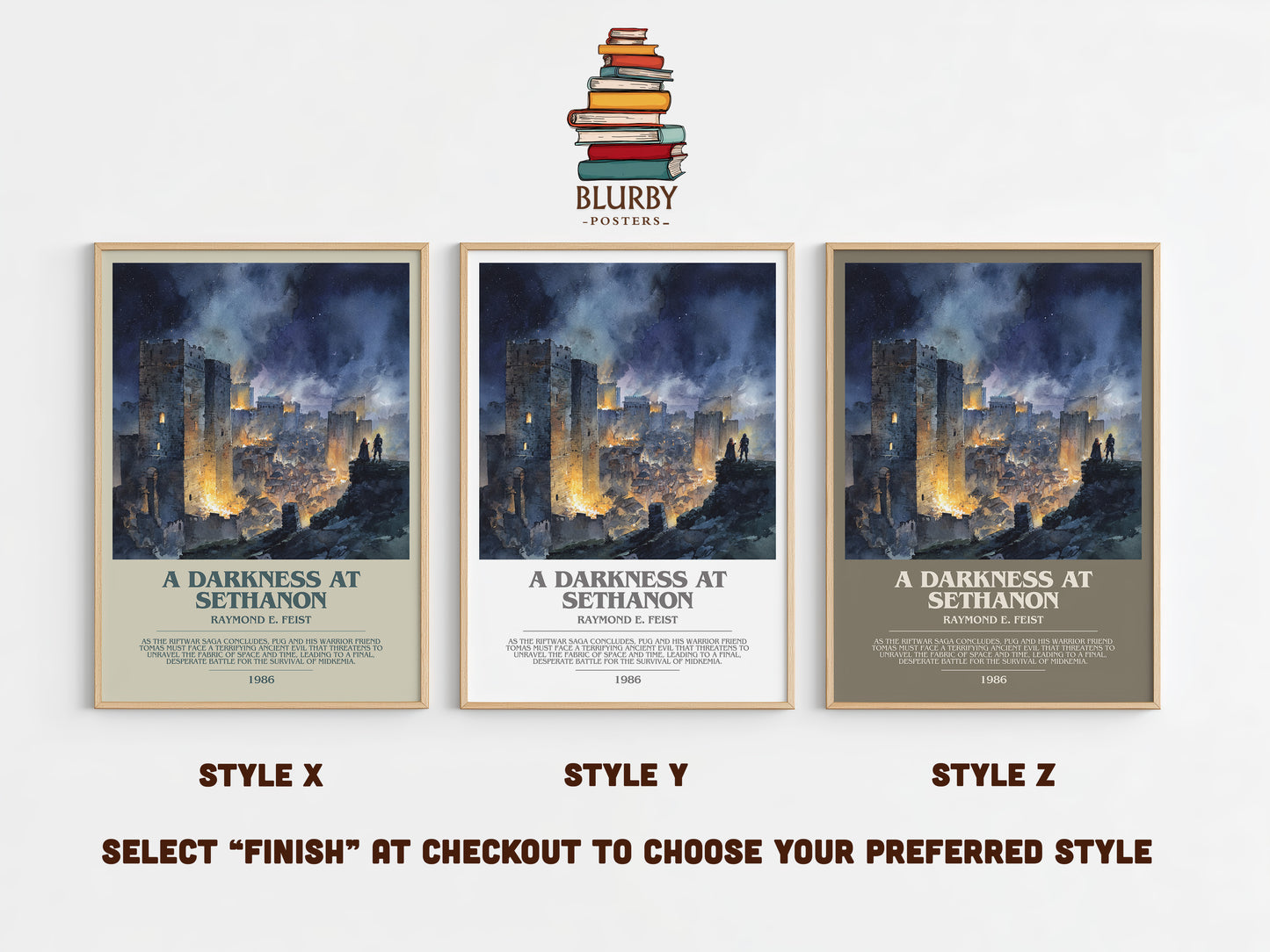 A Darkness at Sethanon bookish print in frame leaning in hallway – fantasy wall art