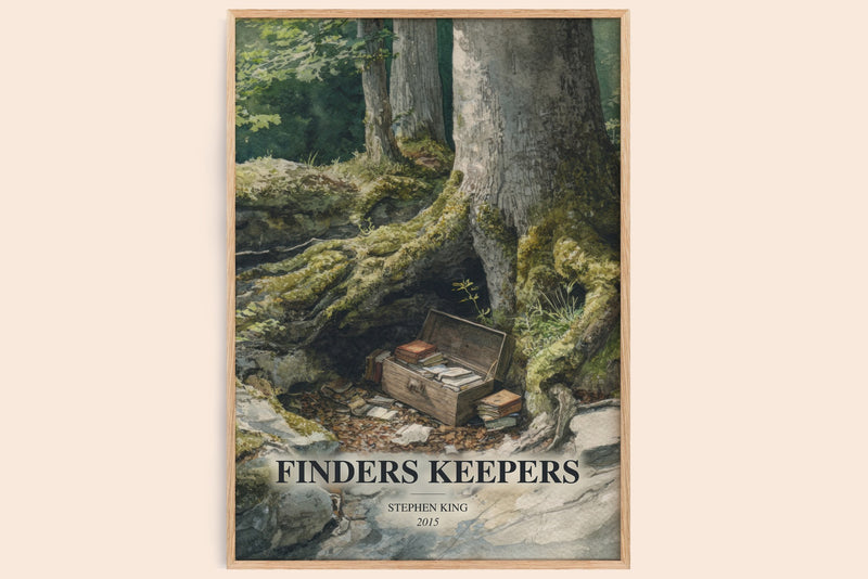 Finders Keepers watercolour book poster by Stephen King – framed literary art print