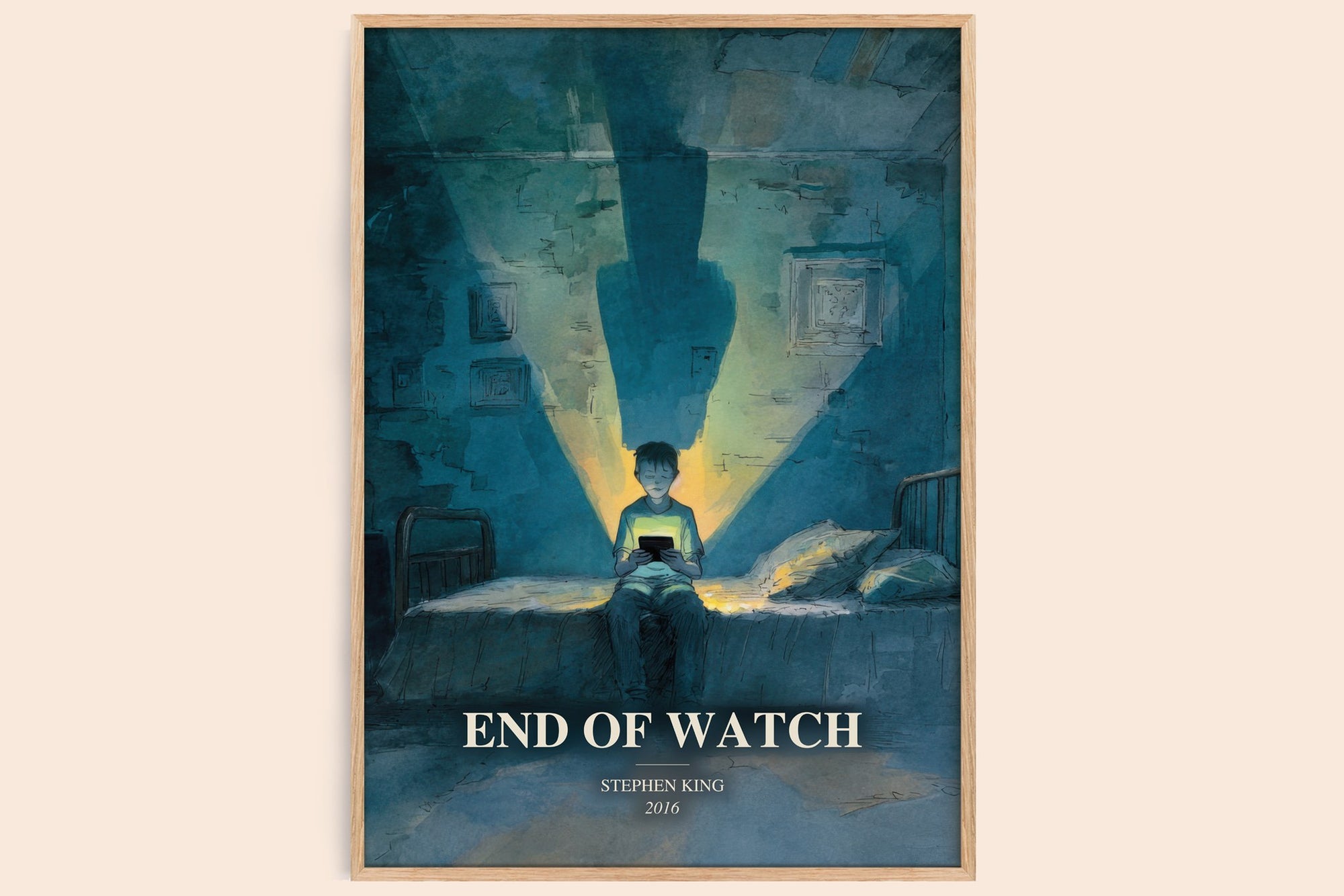 End Of Watch watercolour book poster by Stephen King – framed literary art print