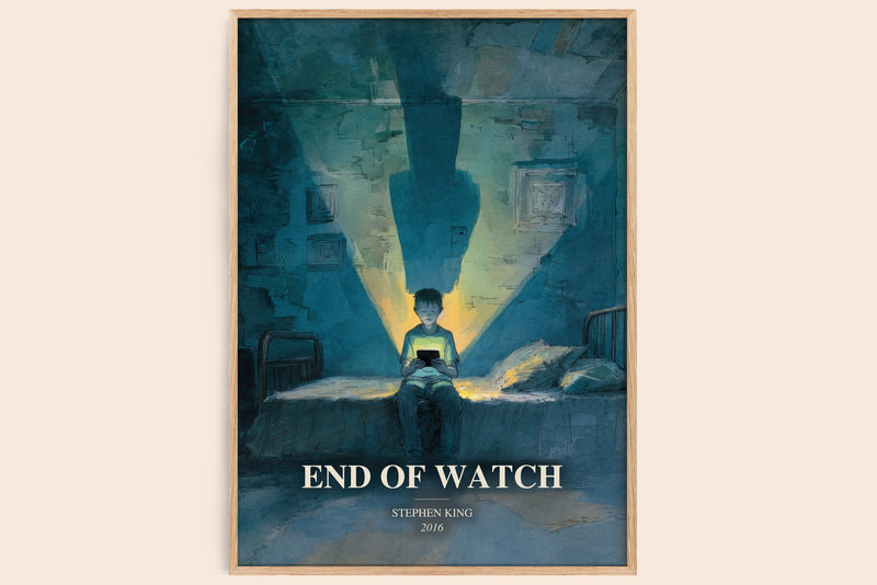 End Of Watch watercolour book poster by Stephen King – framed literary art print