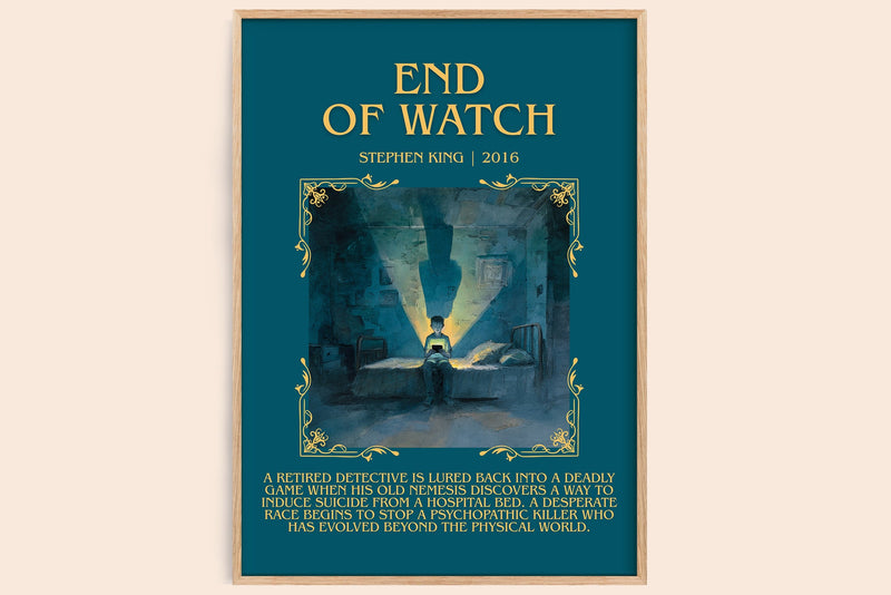 End of Watch minimalist book poster by Stephen King – framed literary art print