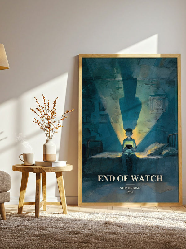 End Of Watch watercolour print in frame leaning in hallway – thriller wall art