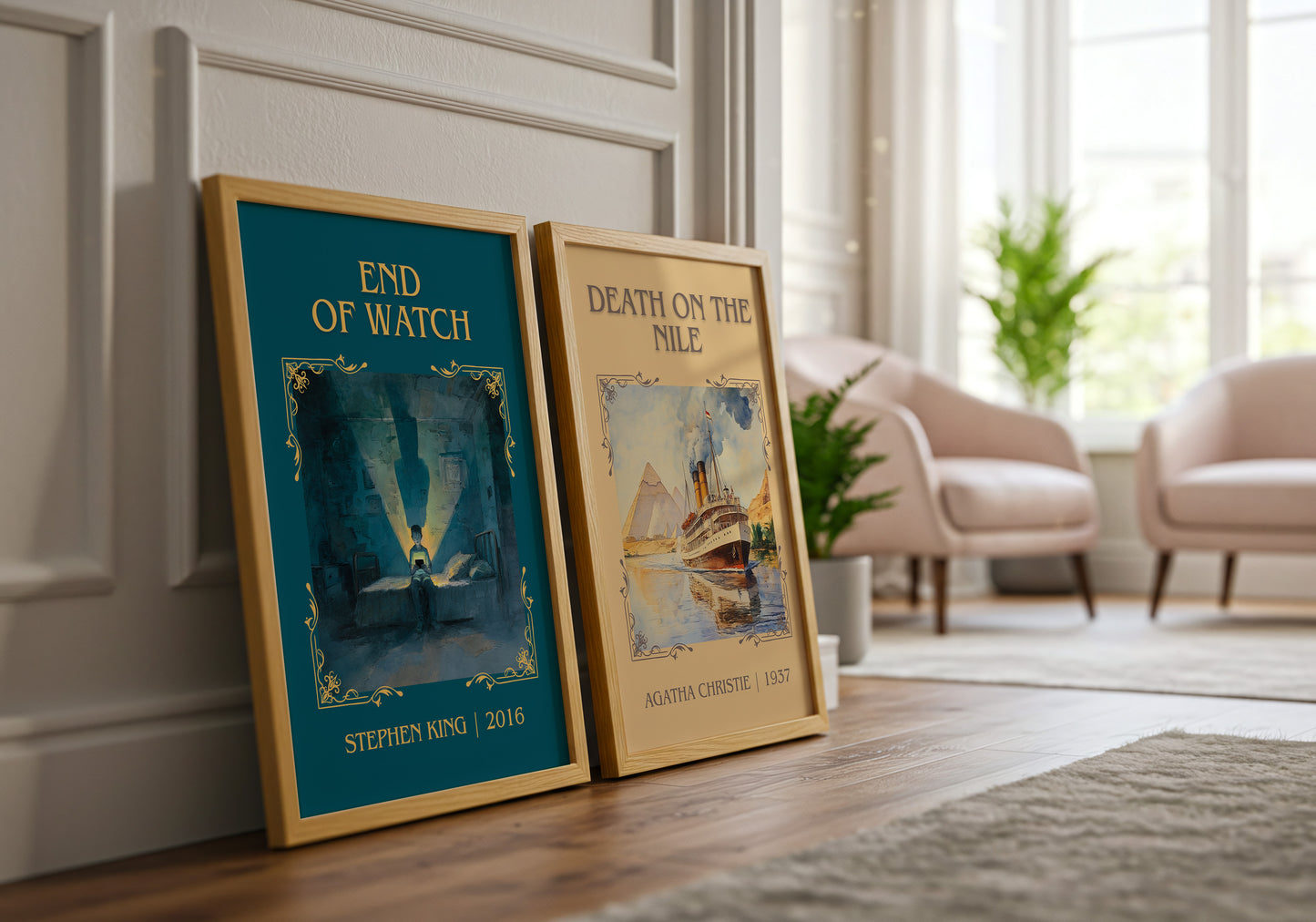 End of Watch classic book art print framed by window – literary home decor