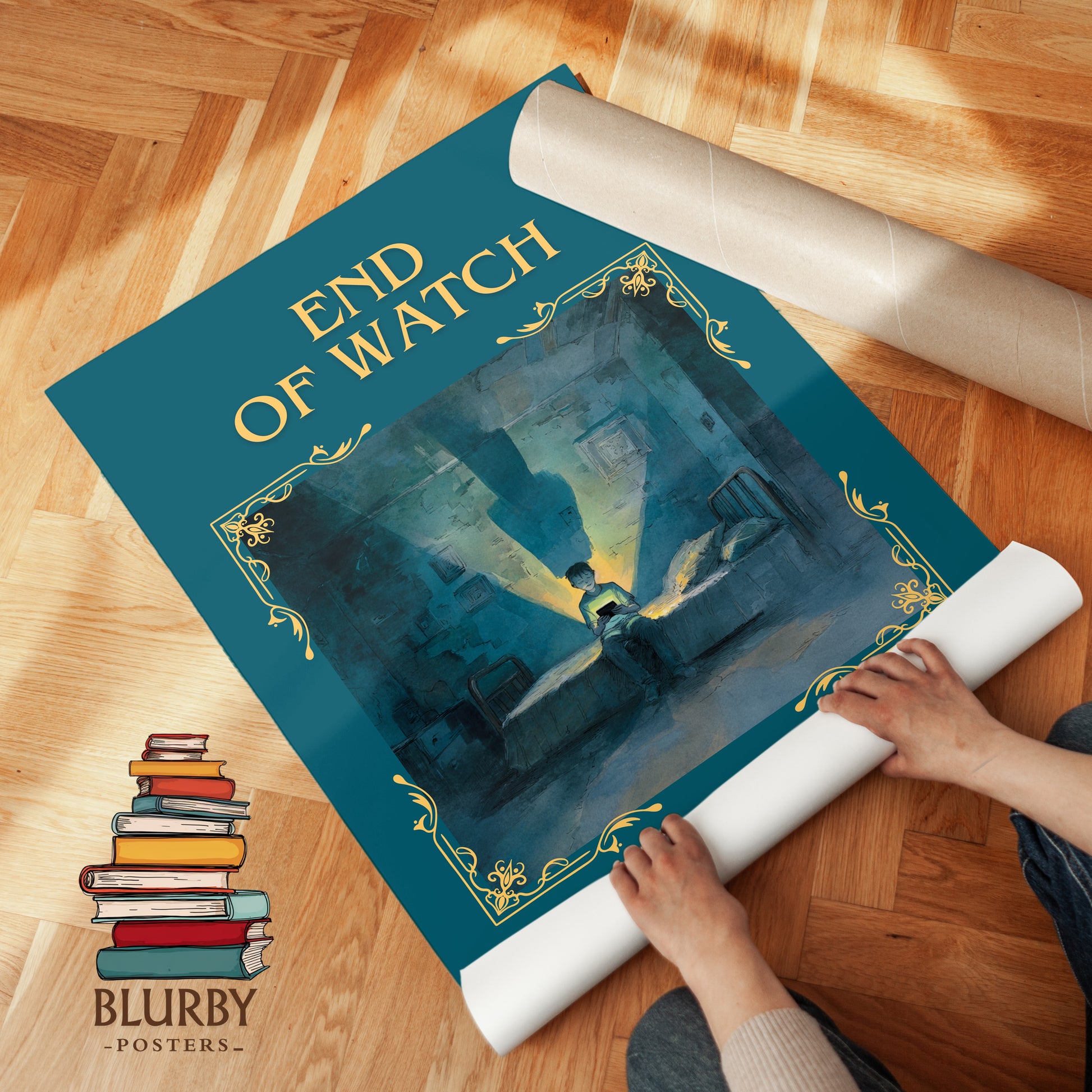 End of Watch classic book art print on bookshelf – Stephen King fan gift