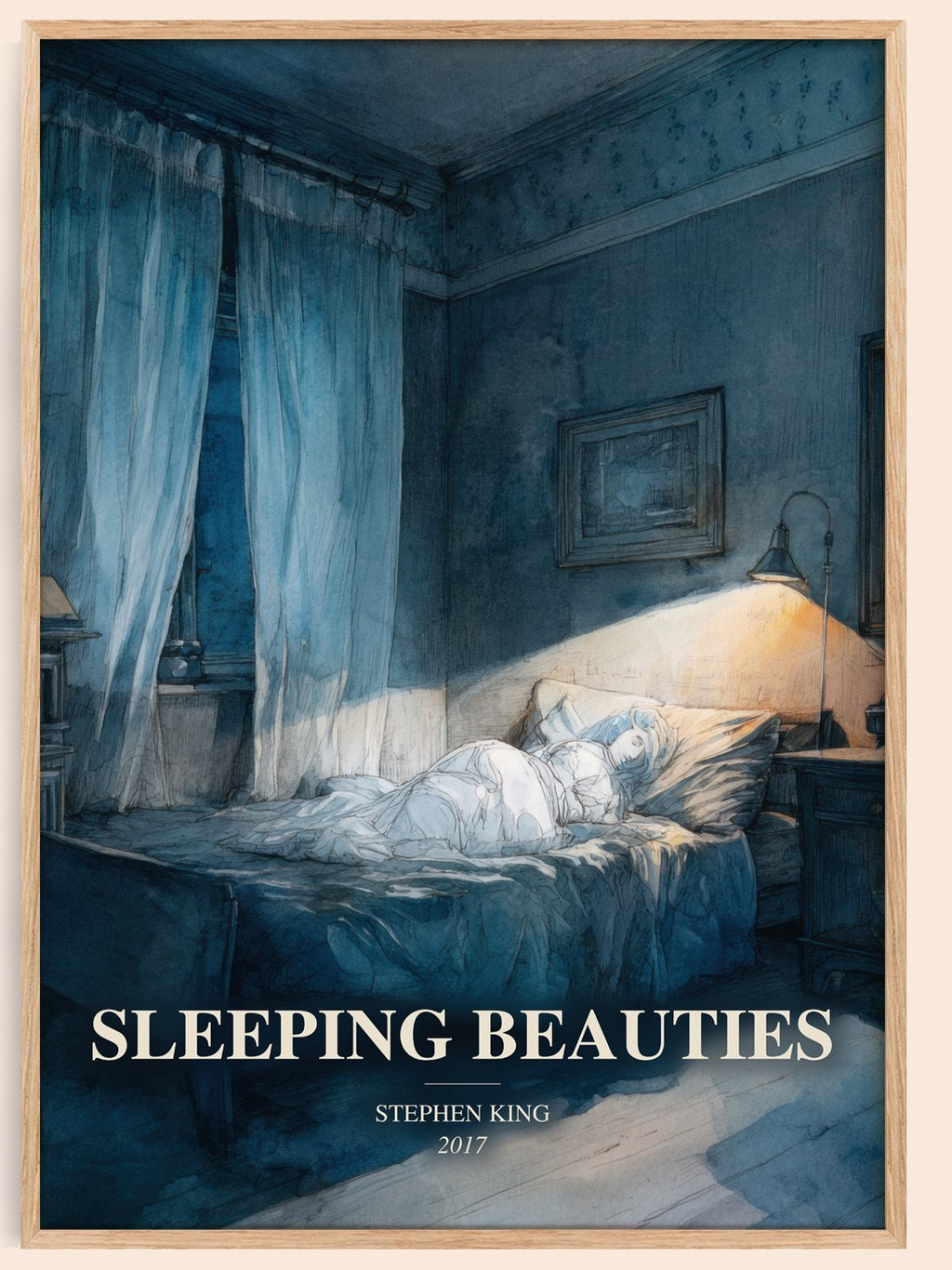 Sleeping Beauties watercolour book poster by Stephen King – framed literary art print