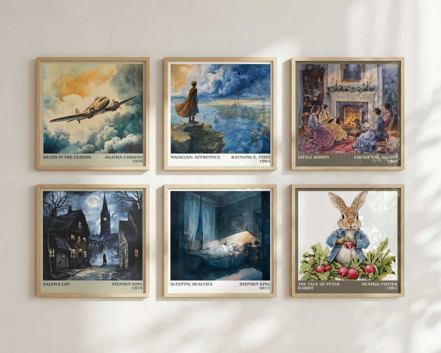 Sleeping Beauties literary print framed by window – literary home decor