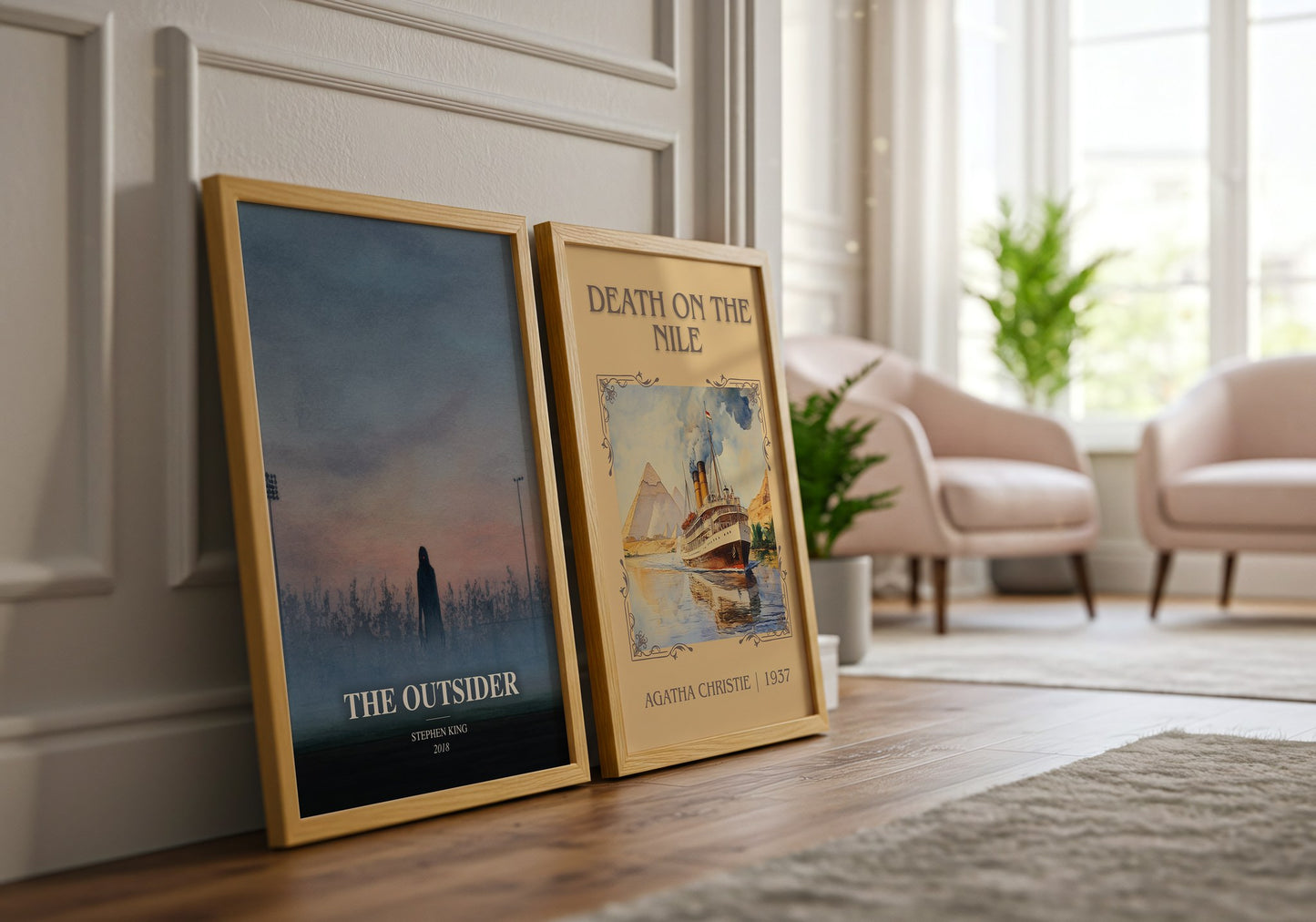 The Outsider watercolour print framed by window – literary home decor