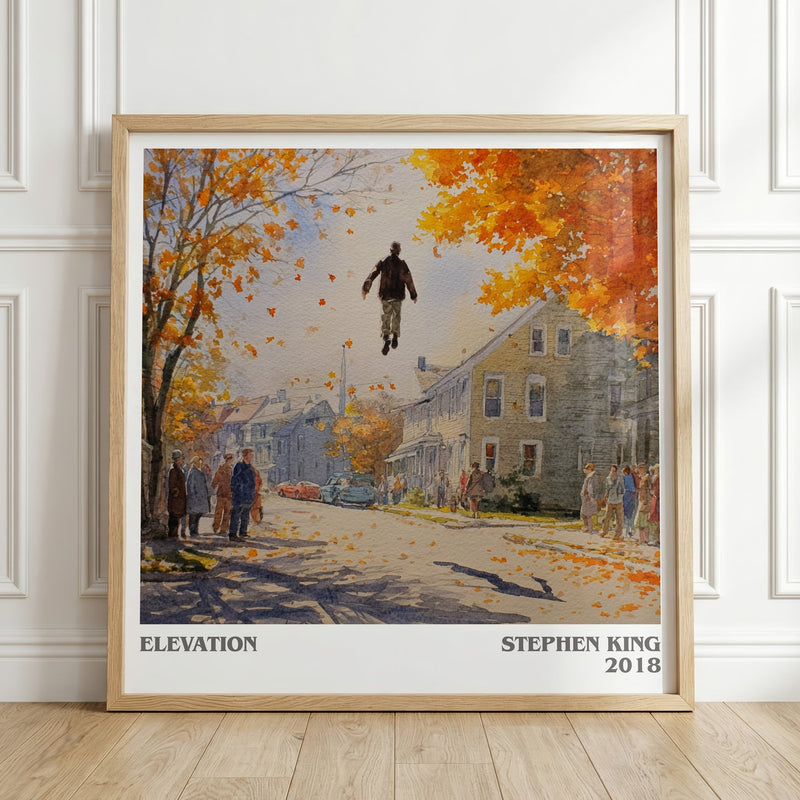 Elevation literary print in frame leaning in hallway – horror wall art