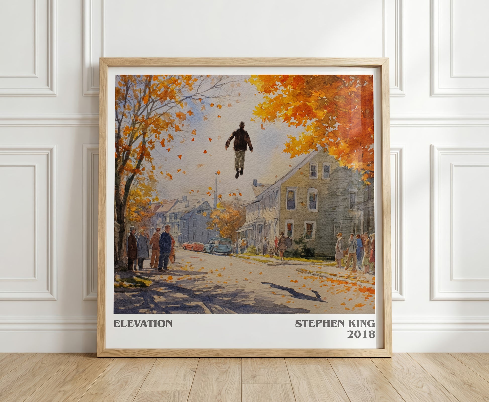 Elevation literary print in frame leaning in hallway – horror wall art