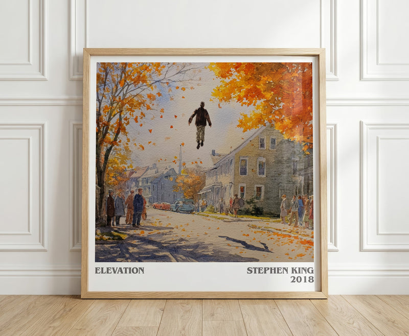 Elevation literary print in frame leaning in hallway – horror wall art