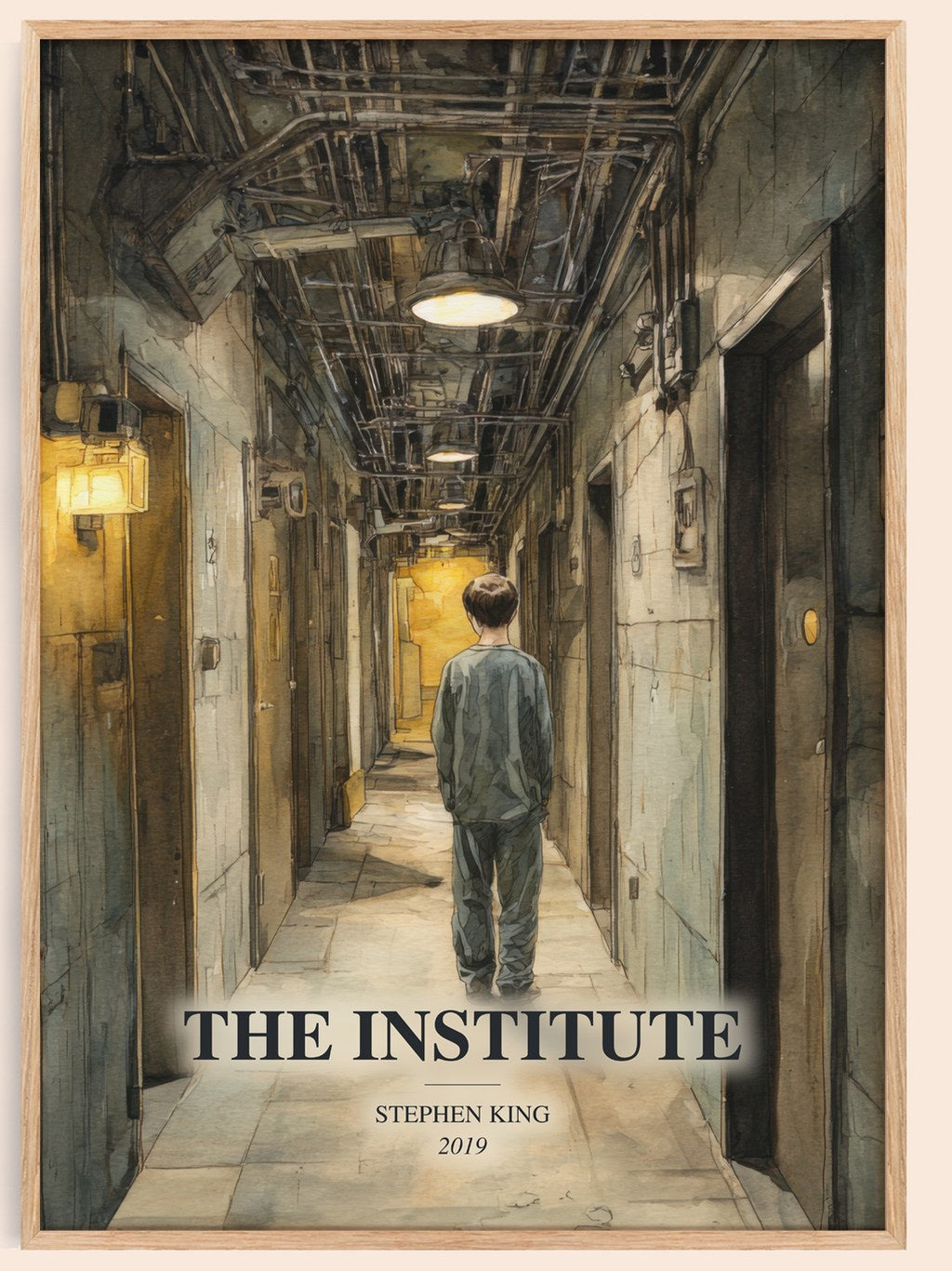 The Institute watercolour book poster by Stephen King – framed literary art print