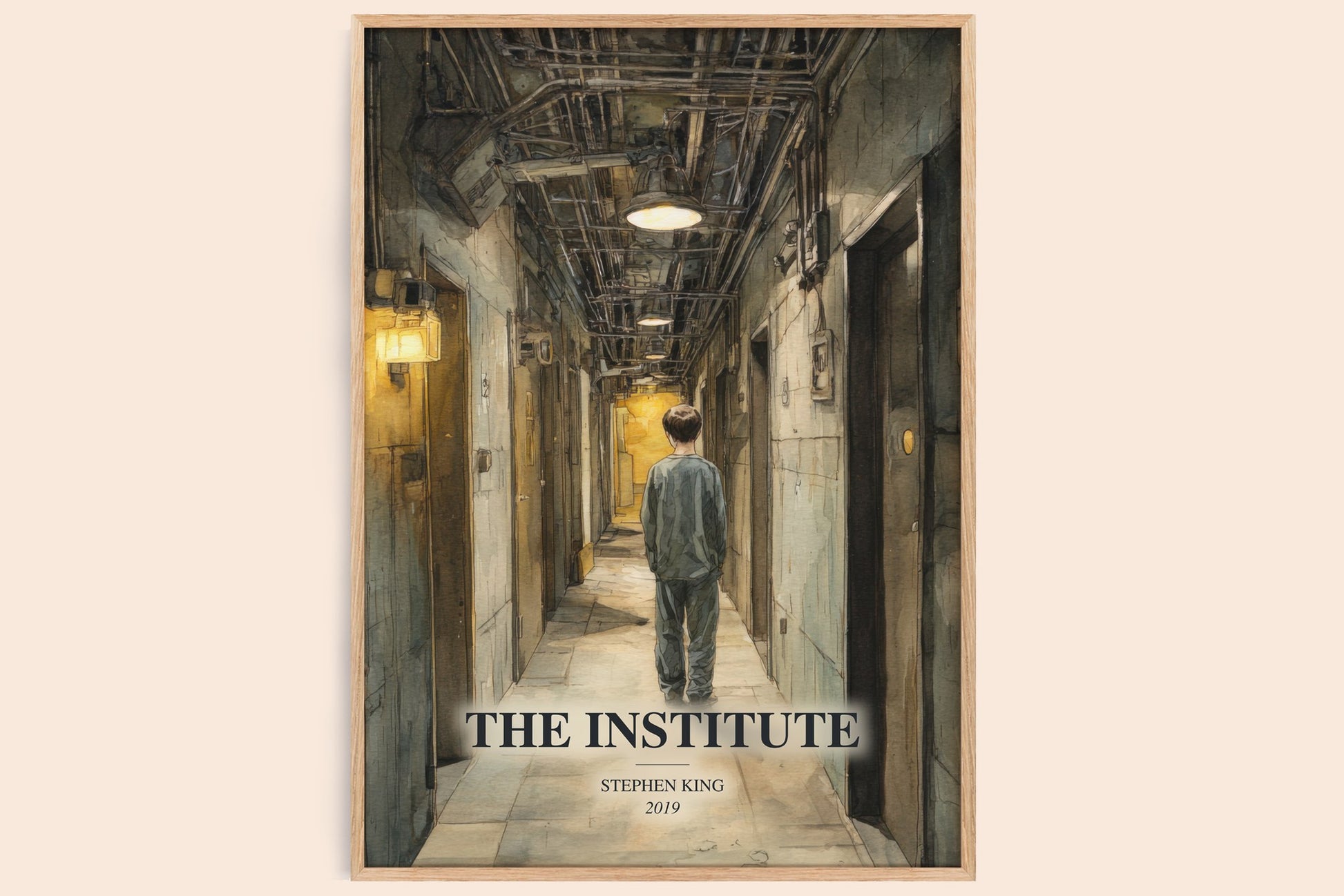 The Institute watercolour book poster by Stephen King – framed literary art print