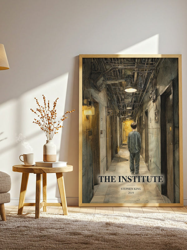 The Institute watercolour print in frame leaning in hallway – horror wall art