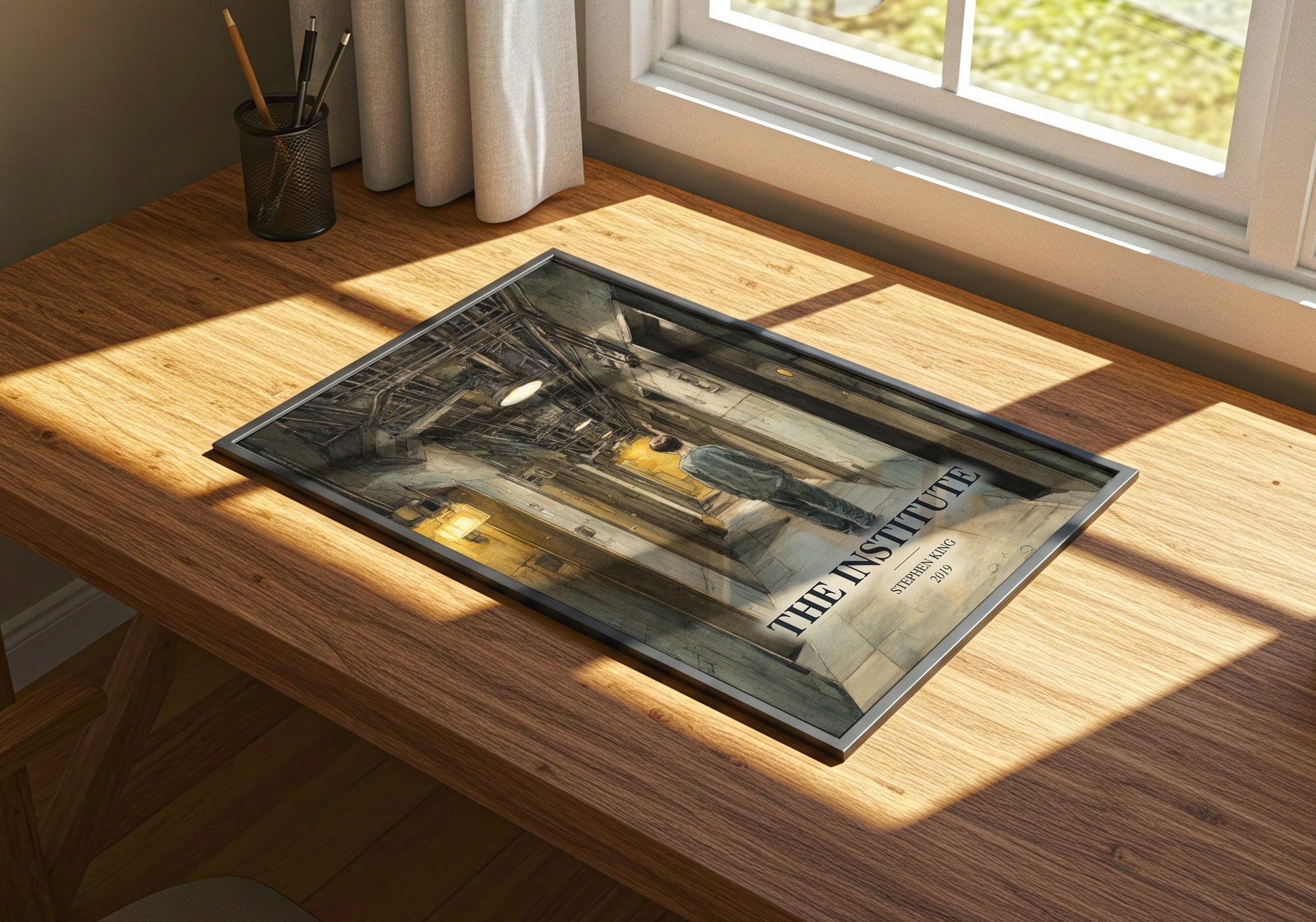 The Institute watercolour book poster framed on wall – horror wall art
