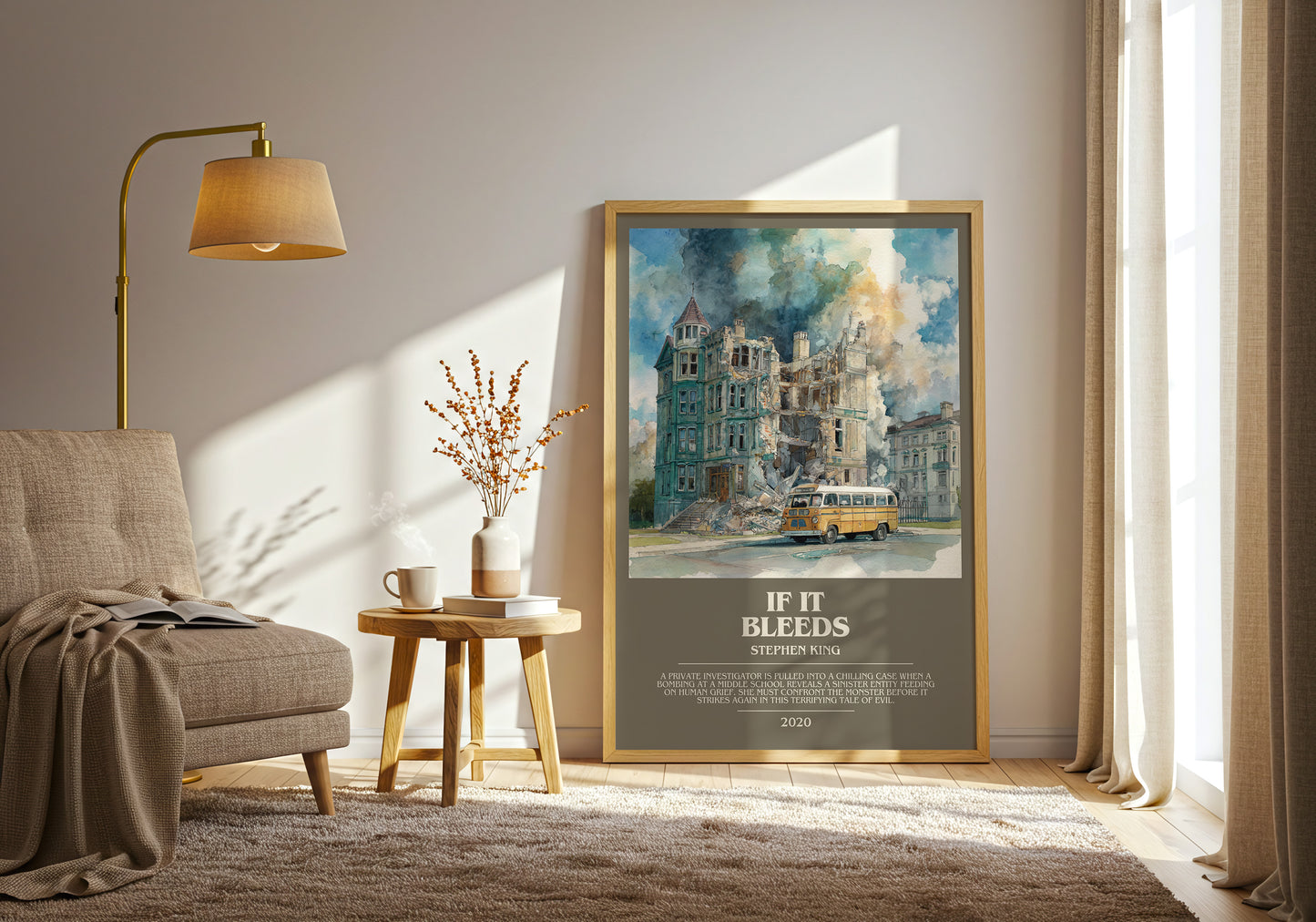 If It Bleeds bookish print framed by window – literary home decor