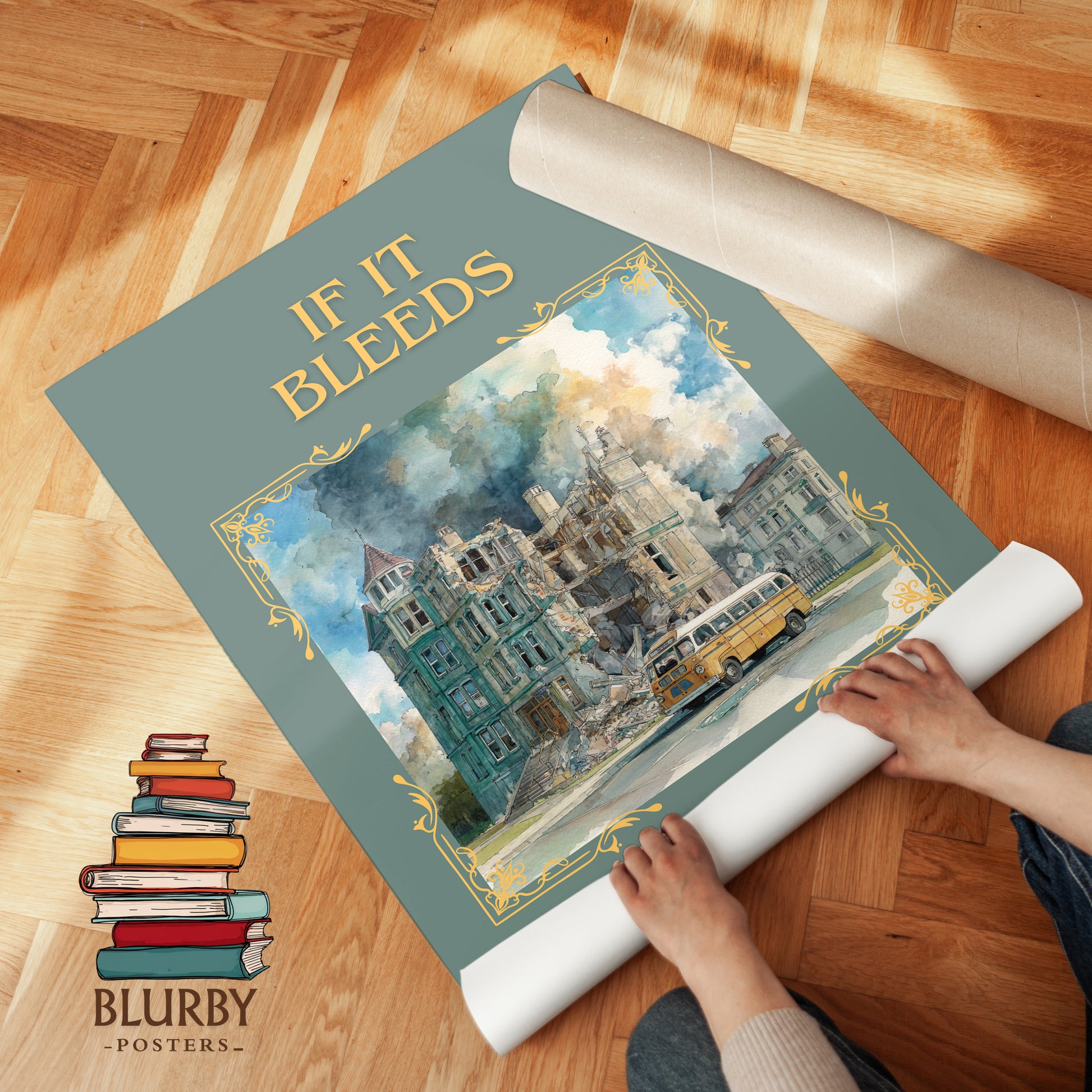If It Bleeds classic book art print on bookshelf – Stephen King fan gift