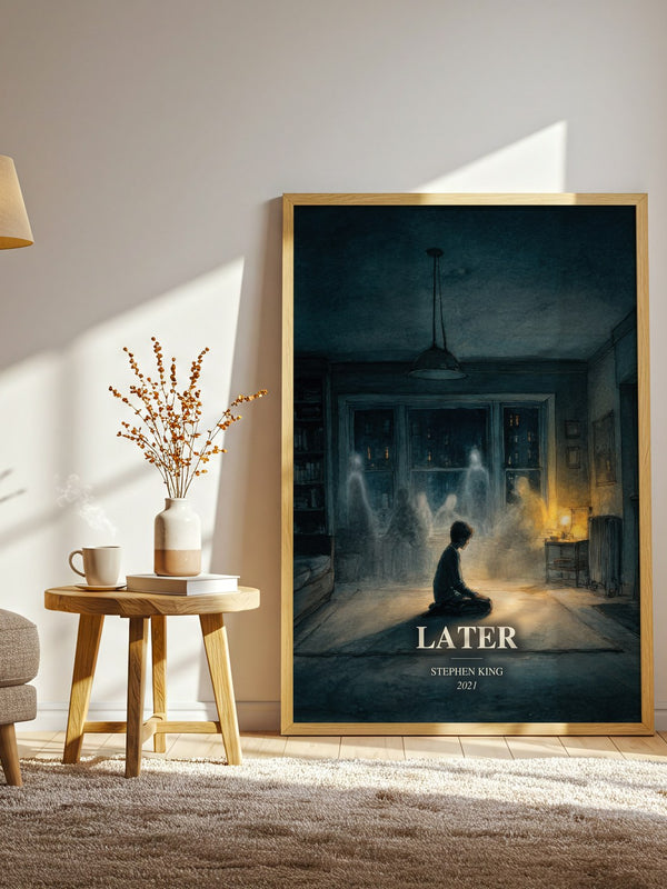Later watercolour print in frame leaning in hallway – horror wall art