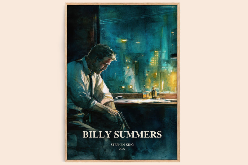Billy Summers watercolour book poster by Stephen King – framed literary art print