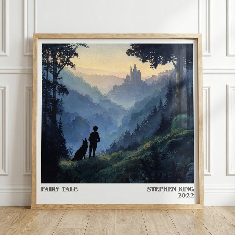Fairy Tale literary print in frame leaning in hallway – fantasy wall art